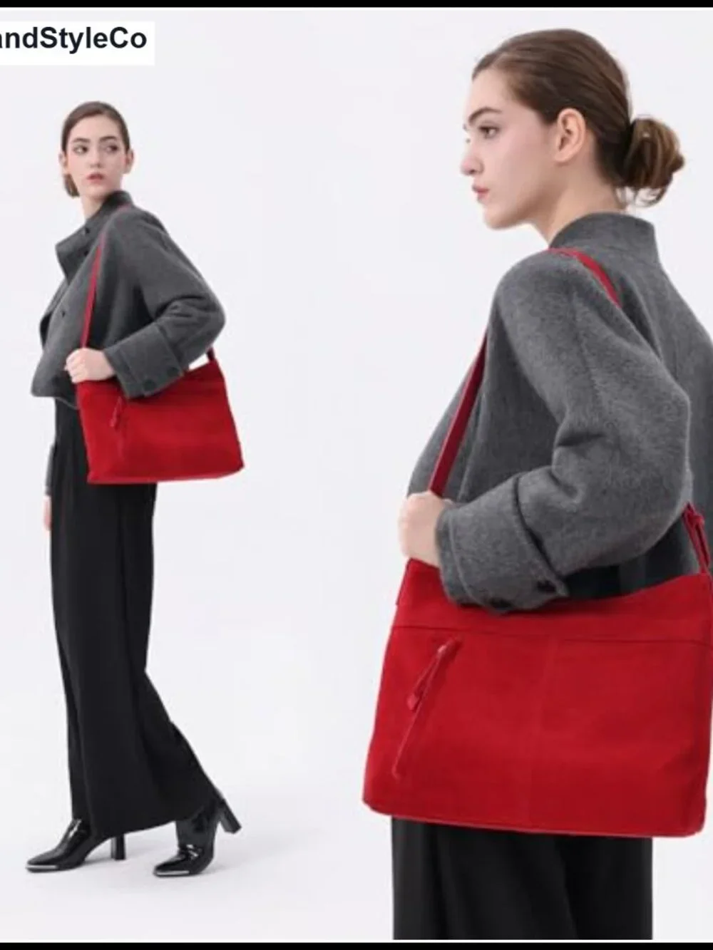 Suede Leather Slouchy Hobo Shoulder Crossbody Purse Adjustable Zip Tote Bag